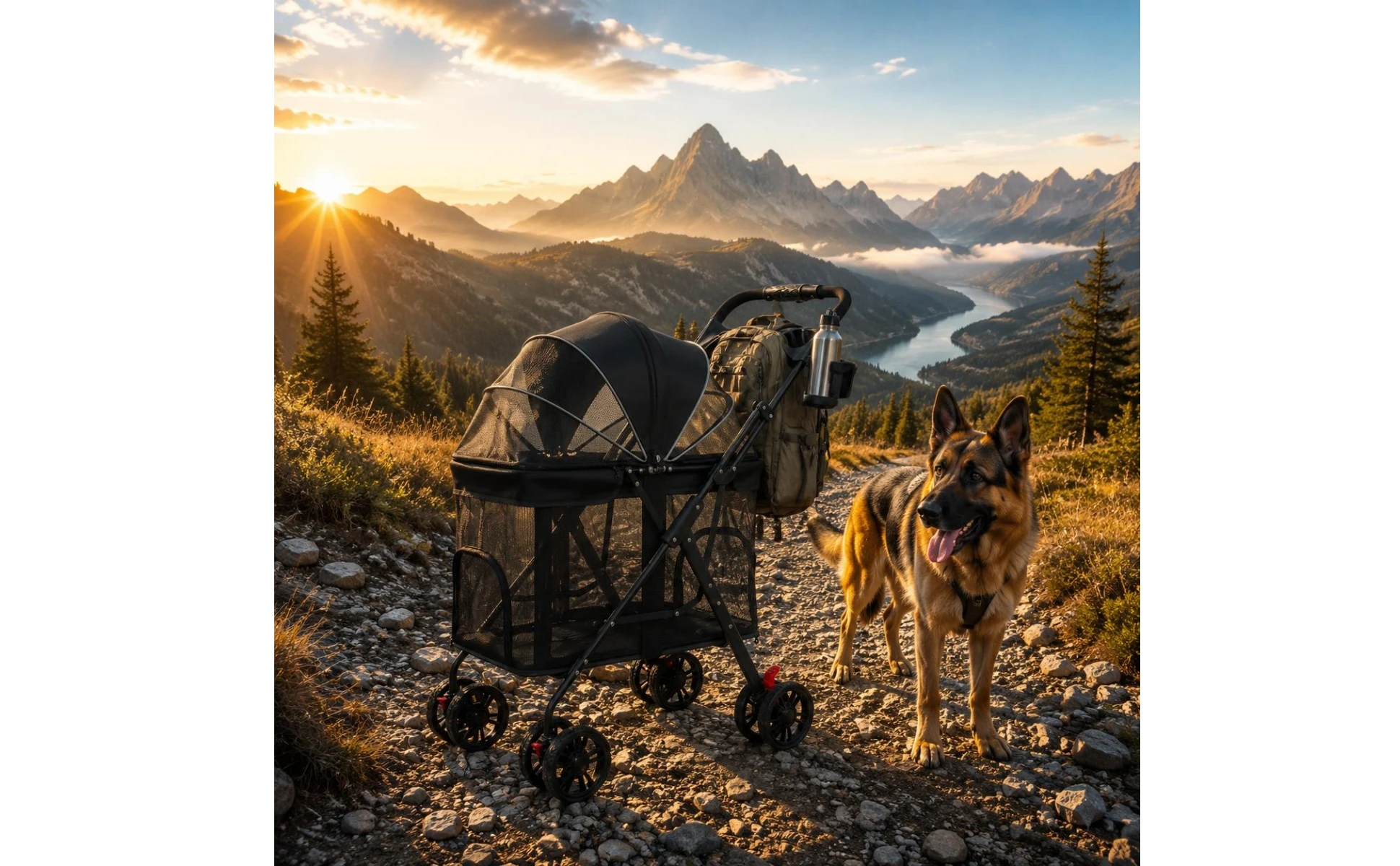 Multi-Purpose Pet Stroller Easy Fold Folding Pet Stroller Sturdy Frame Mesh Ventilation for Walks