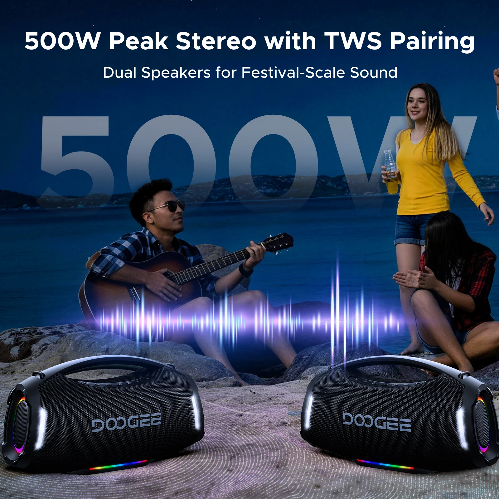 DOOGEE Wild Boom Pro Wireless Speaker Outdoor Portable Subwoofer