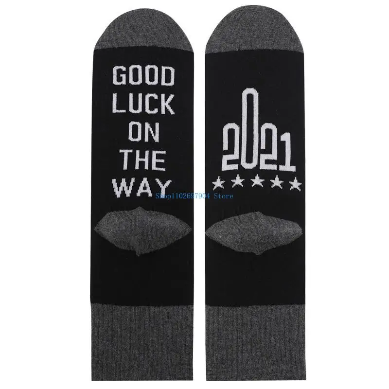 

N7YF Men Women Novelty Funny Saying Socks If You Can Read This 2021 Will Be Better Good Luck On The Way Letters Print Gift