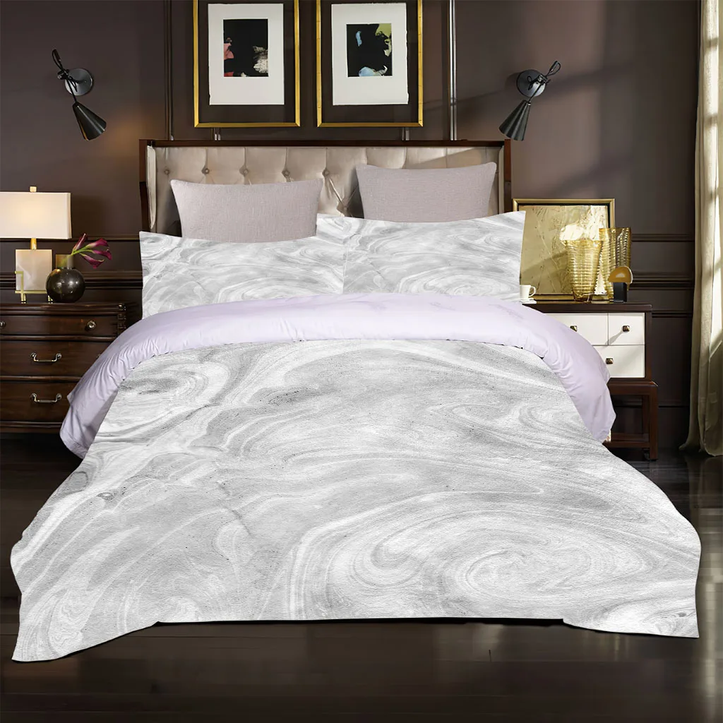 HUANZHUANG 3D Grey Texture Art Printed Bedding Set Kids Adults 3Pcs Duvet Cover With Pillowcase Comforter Bedding Quilt Cover Lu