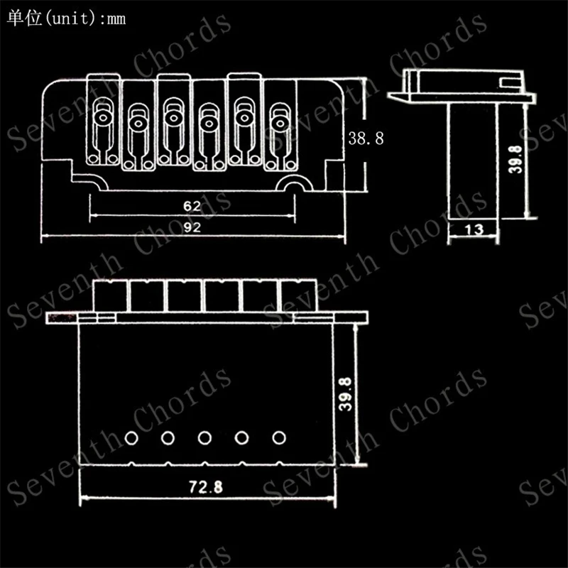 A Set 6 String Saddle Tremolo Bridge System For Electric Guitar Accessories With Heavy Thickened Base Chrome Black