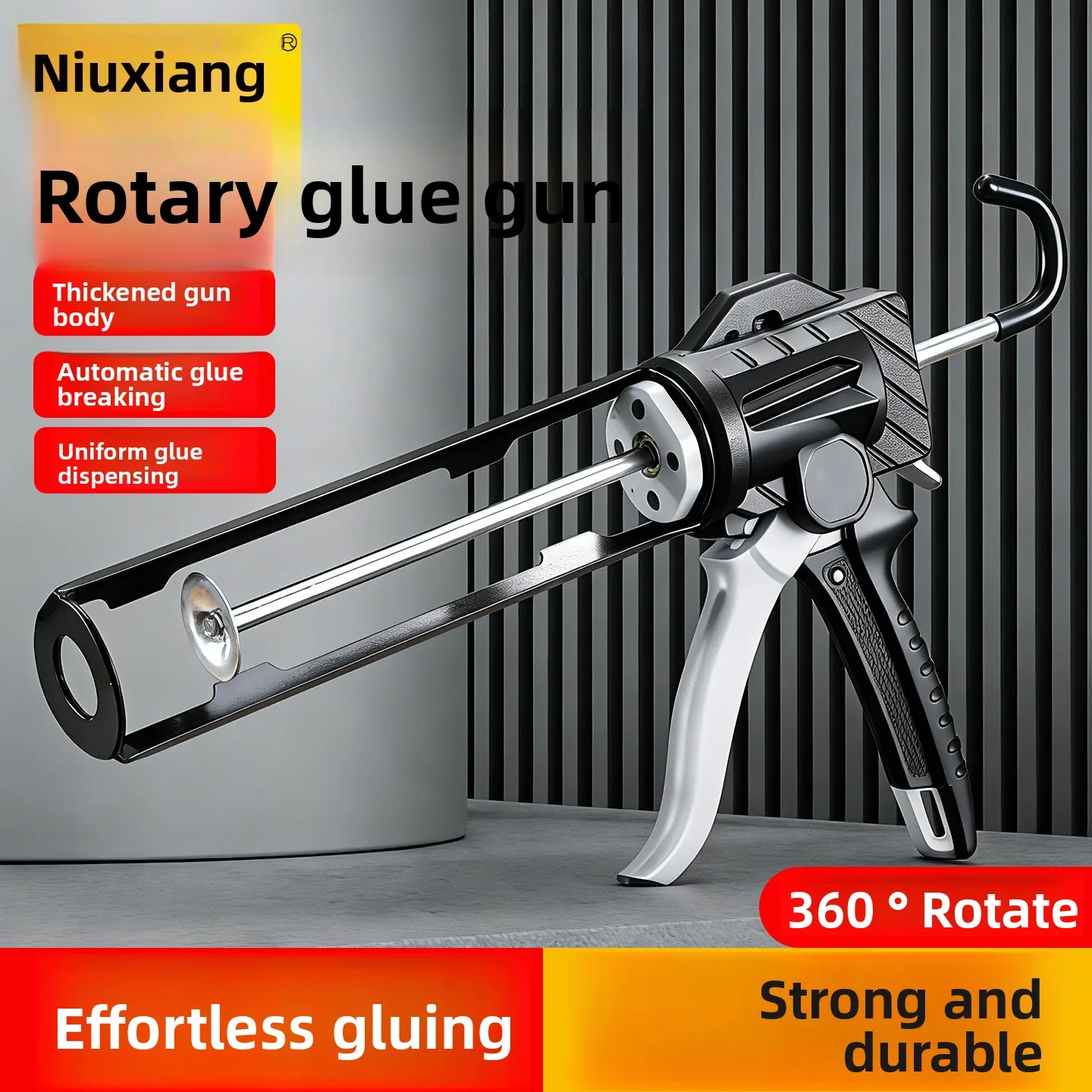 Heavy-Duty Caulk Gun Rotating Multi-function Manual Caulking Guns Glue Seals for Doors and Windows Silicone Filling Hand Tool