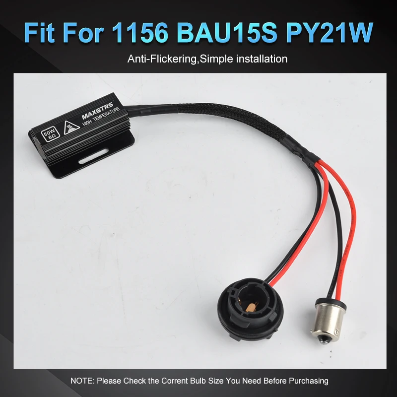 2x MAXGTRS Load Resistor Car LED Decoder Canbus For P21W BA15S PY21W BAU15S 1156 1157 BAY15D P21/5W T20 7443 7440 W21/5W W21W