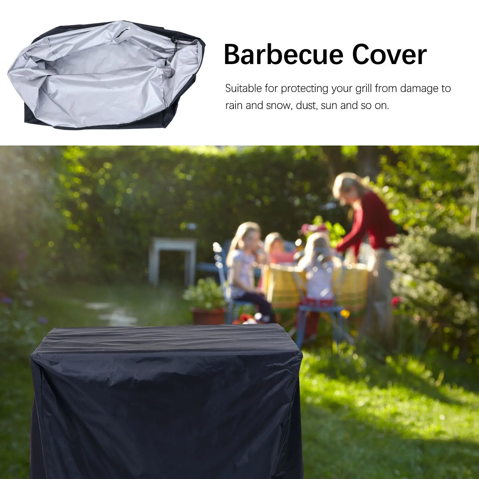 1Pcs Barbecue Cover Weatherproof Waterproof Dustproof Oxford Fabric Grill Cover Uv Protection Outdoor Yard Smoke Resistant