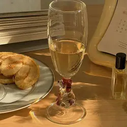 Cute Dog Goblet Wine Glass Champagne Glass Champagne Cup High Foot Red Wine Glass Handmade brushed Gla