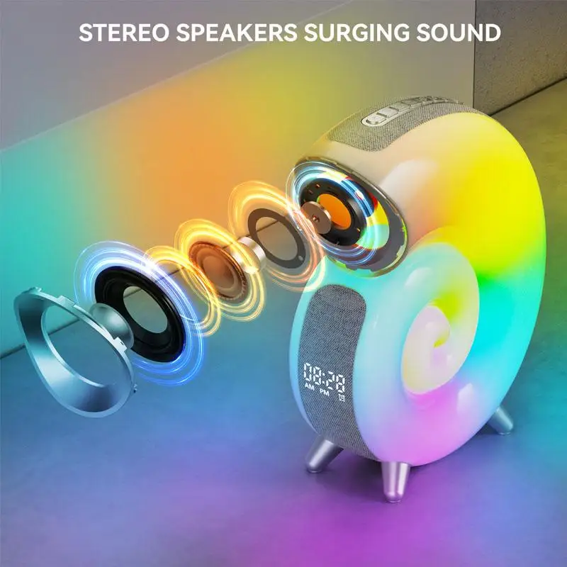 2023 LED Conch Smart Bluetooth Speaker Night Lights APP Control RGB Atmosphere Light Alarm Clock Home Subwoofer Christmas Gifts