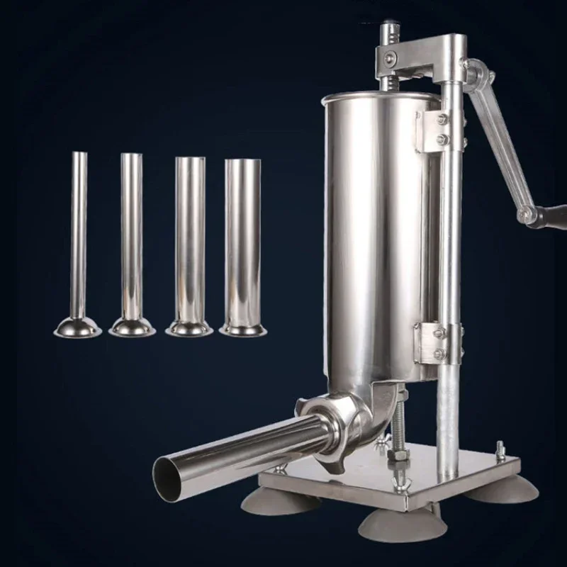 Gorąca sprzedaż ręczna maszyna do kiełbasy z przyssawką do kiełbasy z wysokim napełnieniem mięsa 4L pionowa nadzienie do kiełbasy ze stali nierdzewnej