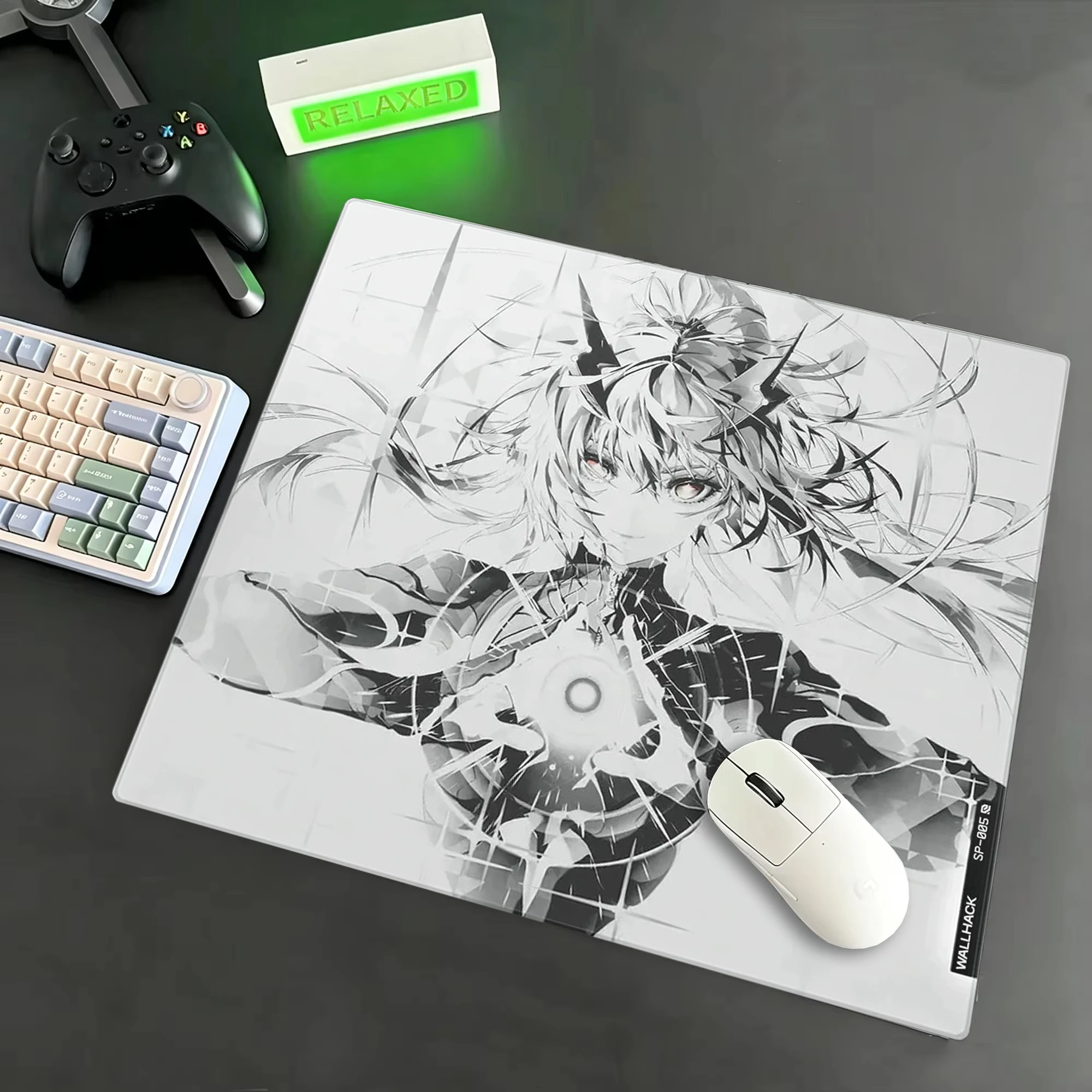 Game Anime Girl Glass Mousepad Sora Game Mouse Pad Customized Pattern Tempered Smooth Gaming Desk Mat Fps Esports Office Gaming