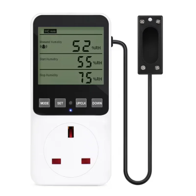 B98A-Humidity Controller Outlet 230V 13A Digital Thermostat Humidity Sensor 20- 95%RH UK Plug