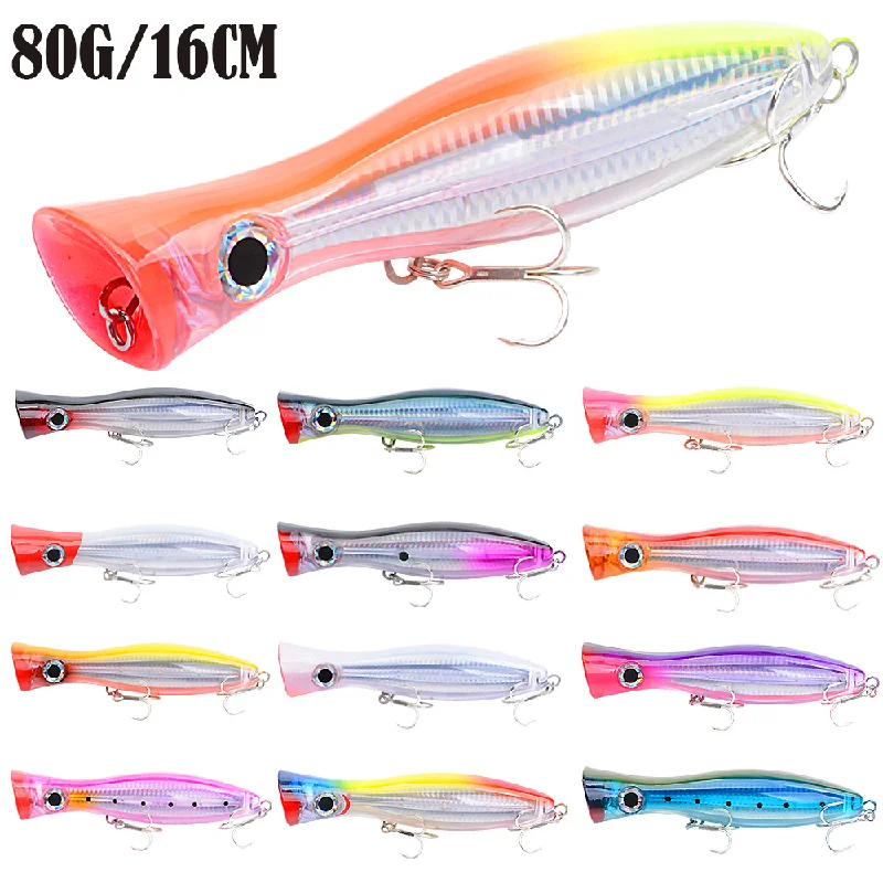 New product sea fishing large wave lying 80g/16cm lure fake bait with water wave climbing large weight gold blood groove hook