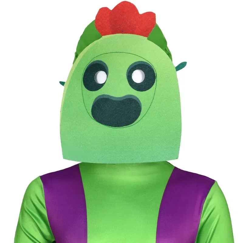 بدلة Brawl Star Game التنكرية باللون الأخضر، مجموعة كاملة من أغطية الرأس، بدلة لعب الأدوار للأطفال والكبار للجنسين في الهالوين