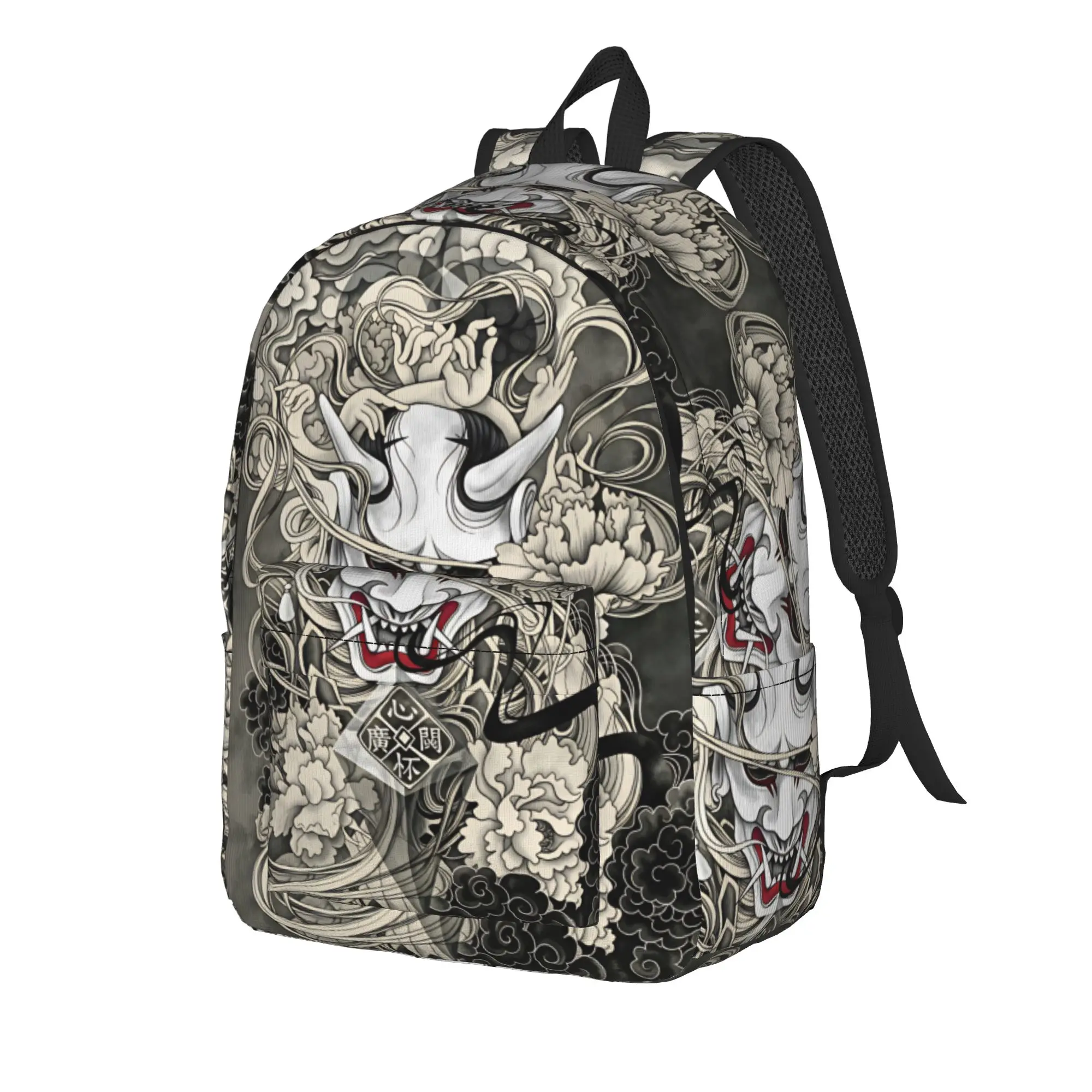 Japanese Demon Tattoo Design Backpack  University Backpacks Student Modern High School Bags Custom Print Rucksack