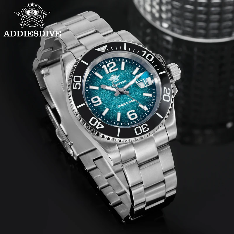 

ADDIESDIVE AD2513 Relogio Masculino НОВЫЕ мужские кварцевые часы из нержавеющей стали с вращающимся безелем Водонепроницаемые часы для дайвинга 200 м для мужчин