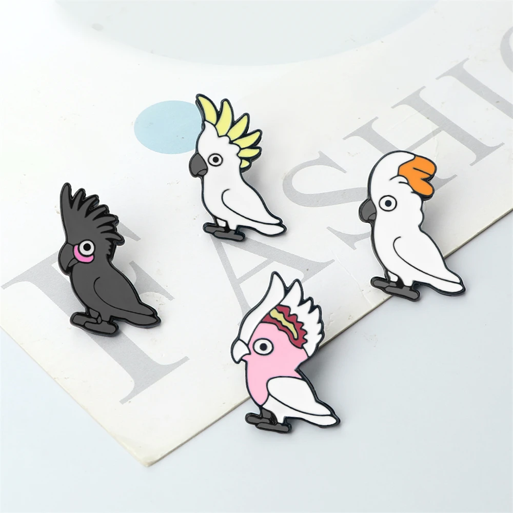 Cute Cartoon Parrot Enamel Brooches Funny Animal Parakeet Lapel Pins Custom Backpack Clothes Hat Badge Jewelry Gifts for Friends