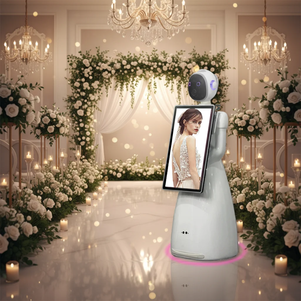 /WIFI Remote Control Metal Frame LED Light For Events /AI Smart Robot LCD Touch Screen Camera