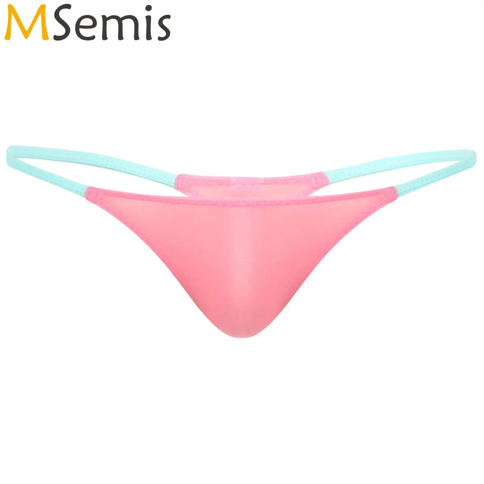 

Mens Lingerie Low Rise G-String Bikini Briefs Underwear Flat Pouch T-Back Contrast Thong Elastic Waist Breathable Underpants