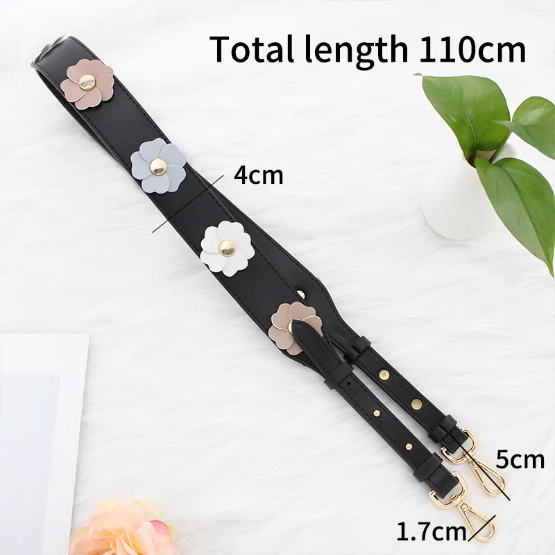 TINBERON Bag Shoulder Strap Cow Leather Handbags Strap Flower Bag Accessories Adjustable Bag Strap Messenger Bag Shoulder Strap