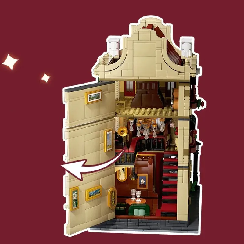 1511 pçs conjuntos de edifícios de casa de clube de vinho1 figura cidade apartamento loja arquitetura blocos de construção modulares modelo kit presente de natal