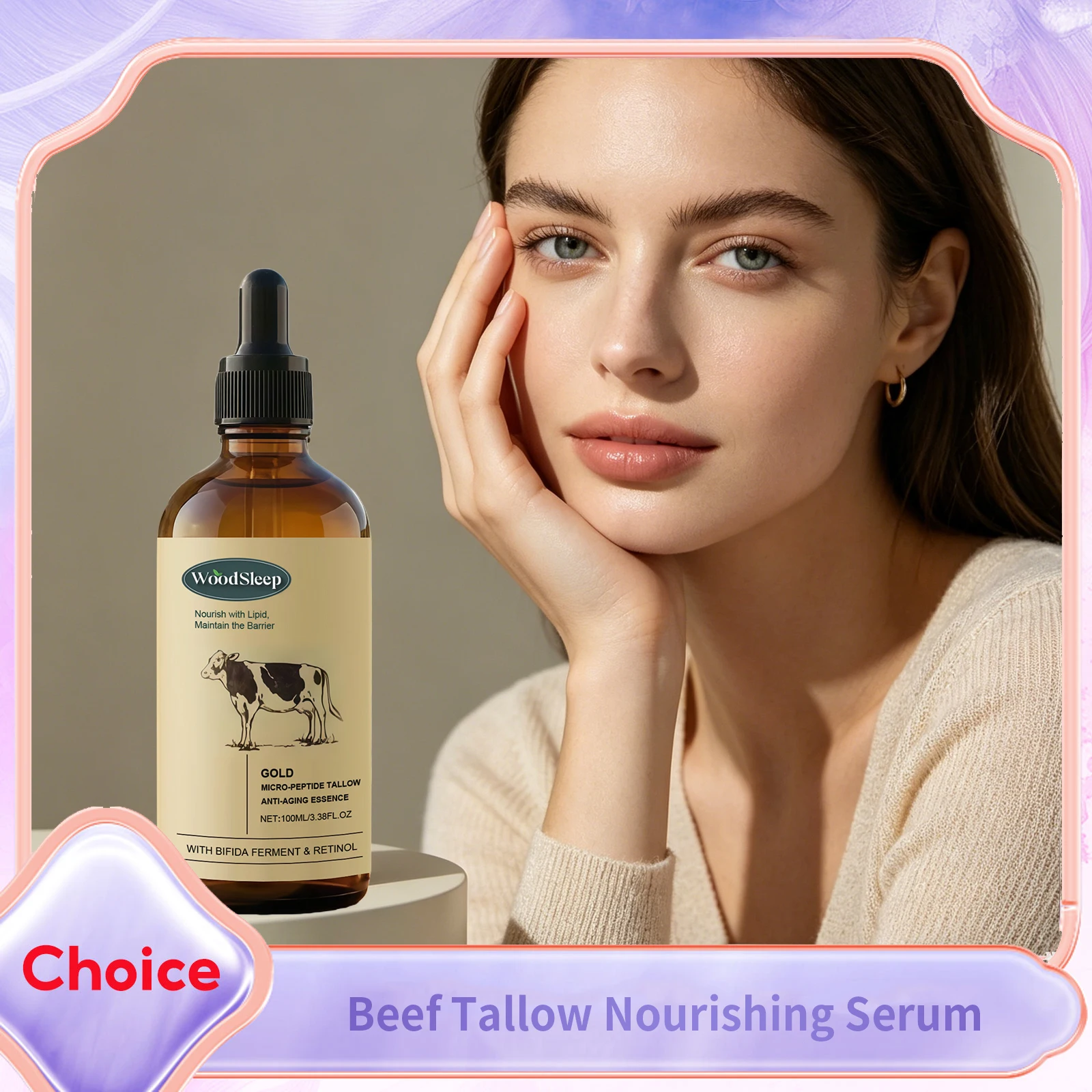 Tallow Beef Serum Gentle Moisturizing Diminish Fine Lines Shrink Pores Glowing Soft Rejuvenation Smooth Nourishing Facial Serum