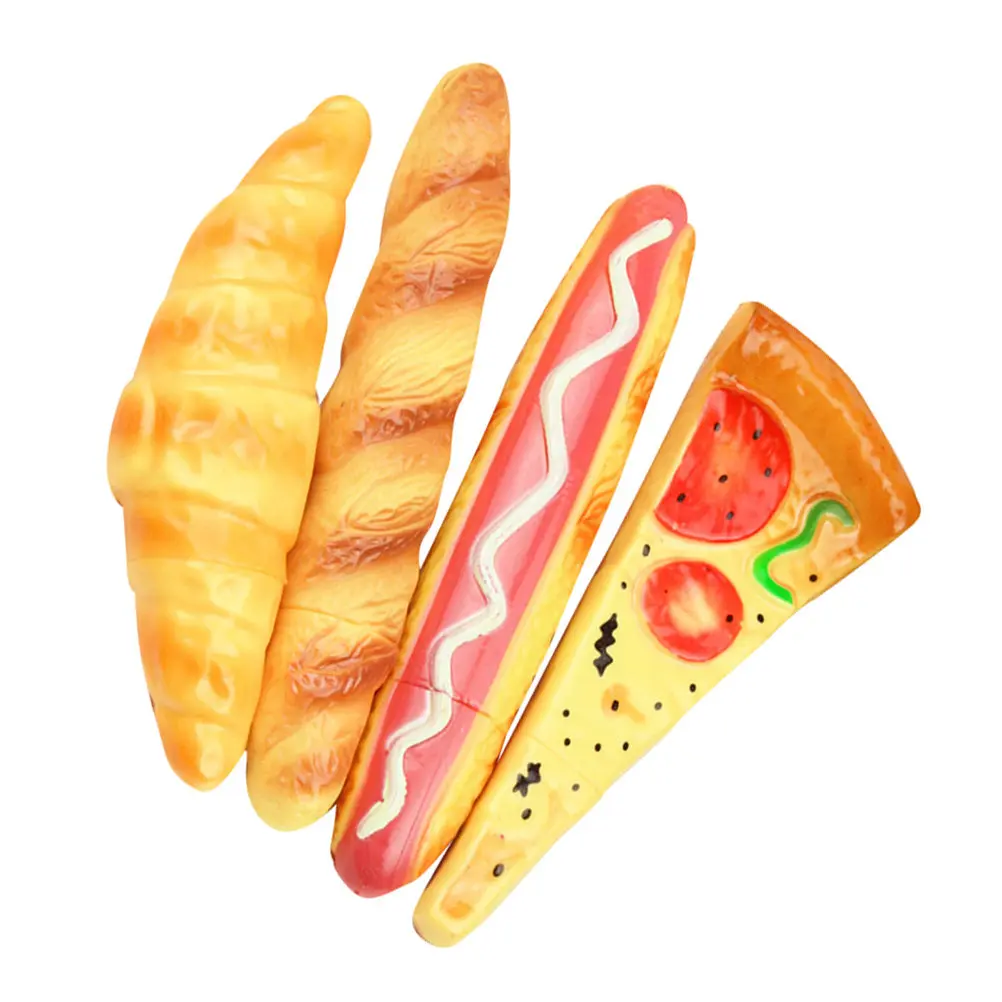 4Pcs Simulation Food Ballpoint Pens Dog Bread Croissant Creative Fridge Magnets Slim Writing Pens School Office