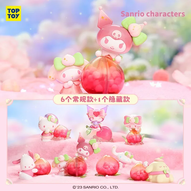 Sanrio Vitality Peach Paradise Serise Blind Box Mymelody Kuromi Pochacco Action Figurine Anime Kawaii Model Children Toy