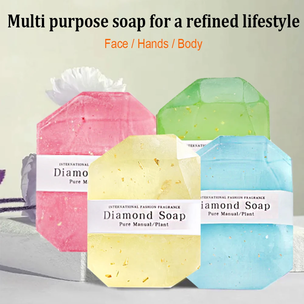 

FlowWeek Hyaluronic Acid Diamond Essential Oil Soap Handmade Soap Gem Gold Foil Soap Face Hand Body Cleaning Soap Wedding Gifts