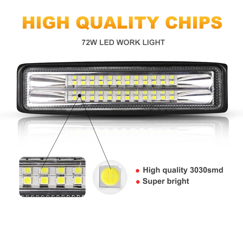 12V 24V LED Work Light Bar 6inch Spotlight LED Fog Lights for Moto Offroad Atv 4x4 Tractor Truck Car Barra LED Headlight