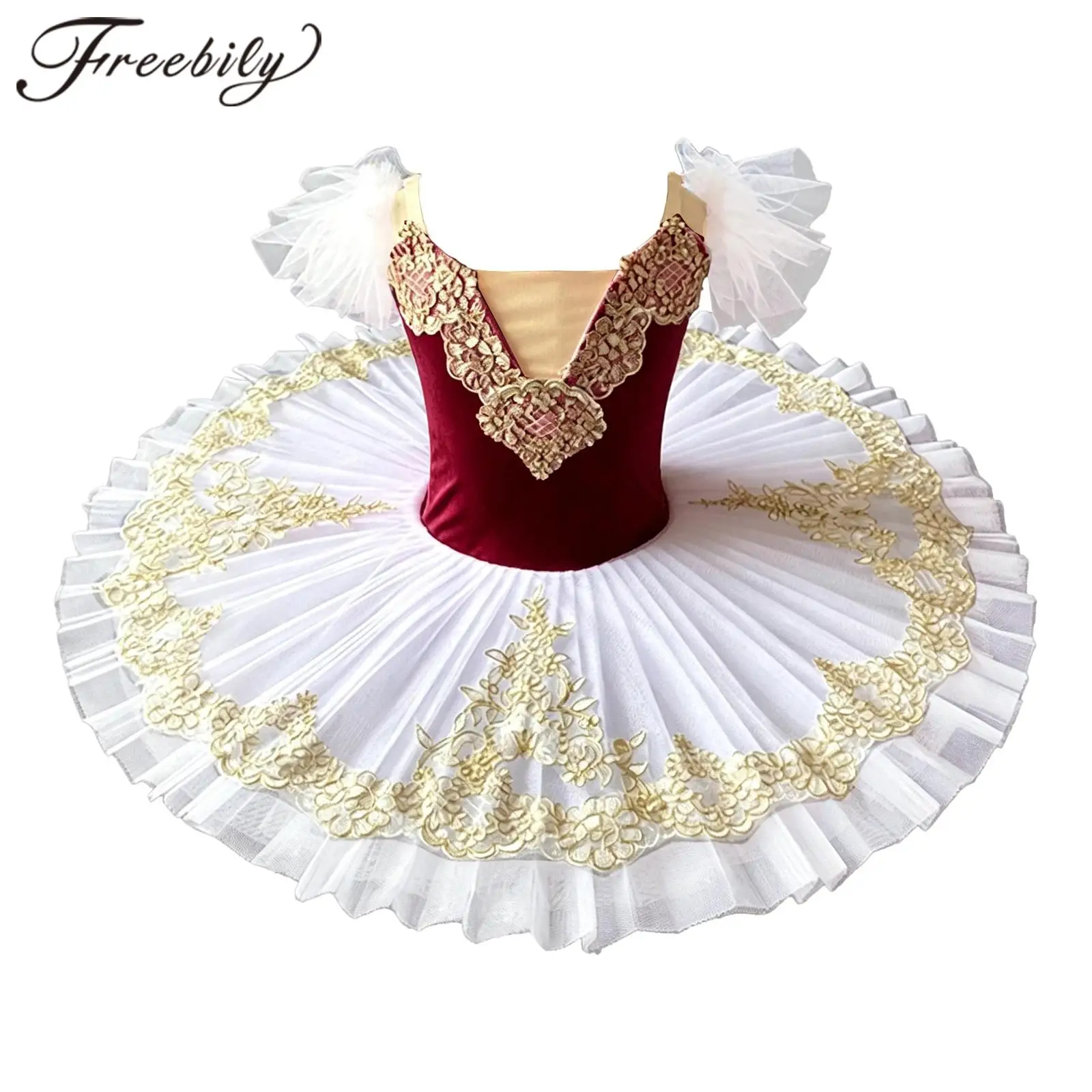 Childs Layered Ballet Dance Tulle Dress Children Professional Swan Performance Costume Kids Girls Skating Practice Tutu Dresses