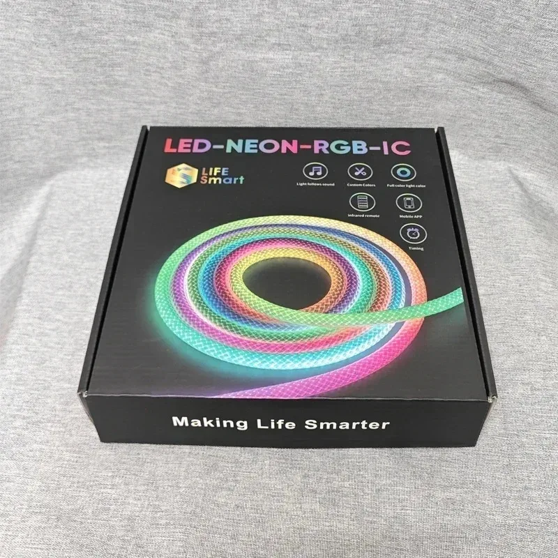 DC5V USB-Powered Round Reticulate Pattern Neon LED Strip, App-Controllable with Music Sync, Smart RGBIC Flexible Silicone Light