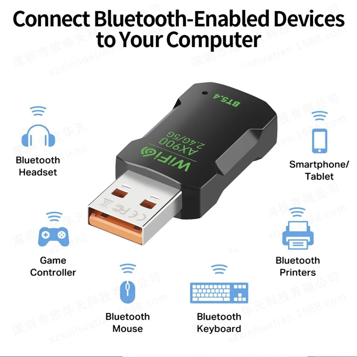 T35C WiFi6 AX900 Adattatore USB wireless Bluetooth 5.4 Dual Band 2.4G e 5GHz Dongle Ricevitore scheda Wlan di rete per Win10/11