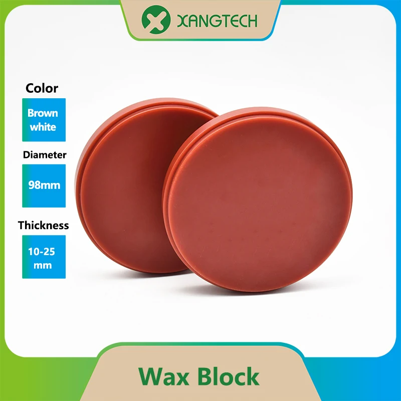 

XANGTECH Dental Lab Brown Wax Block Blank Teeth Carving 98mm 2pcs for Denture Use