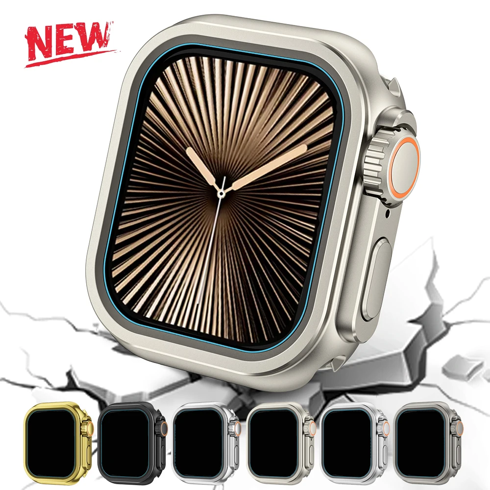 Kirsite + PC Bumper Case For Apple Watch 46mm 45mm 44mm Protector Frame Cover For iWatch Series 10 9 8 7 6 5 SE Change To Ultra