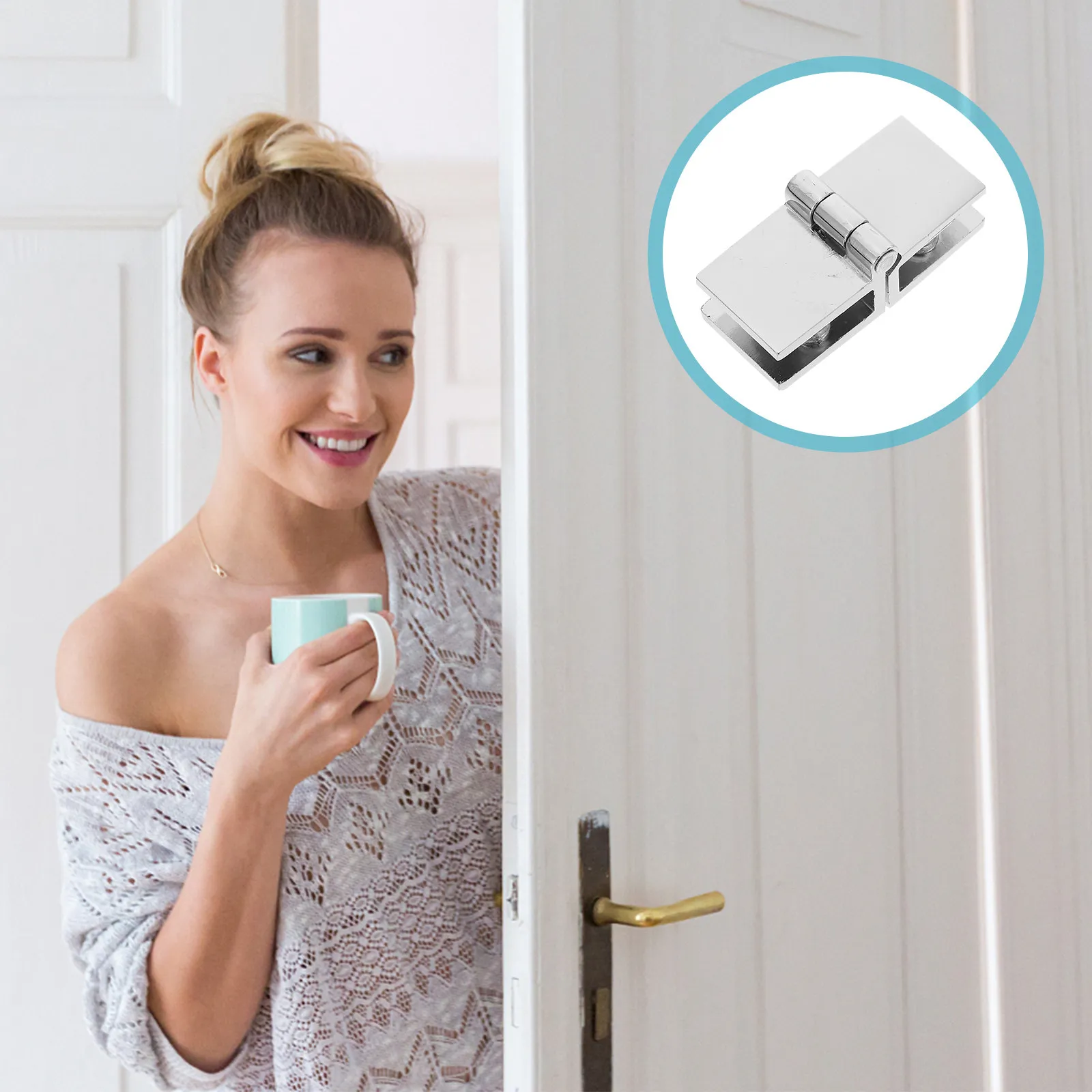 2Pcs Zinc Alloy Door Hinge for Glass Cabinets Non-Perforated Tight Closing Safety Design Easy Install Furniture Hardware