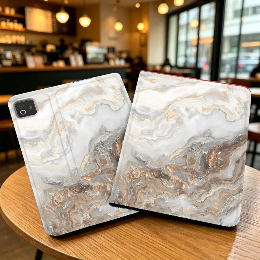 With Pencil Holder Case for Xiaomi Redmi Pad SE K Pad 8.8 9.7 12.4 Inch Pad 6s Pro 7 Ultra Pad 5 6 7 8 Pro Luxury Black Marble