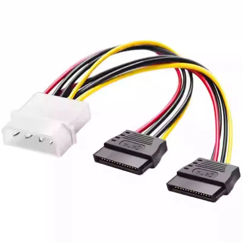 IDE Molex 4 Pin to 2x SATA Power Cable Serial ATA Y Splitter Hard Drive Dual Extension Cord Adapter Connector for PC Hardware