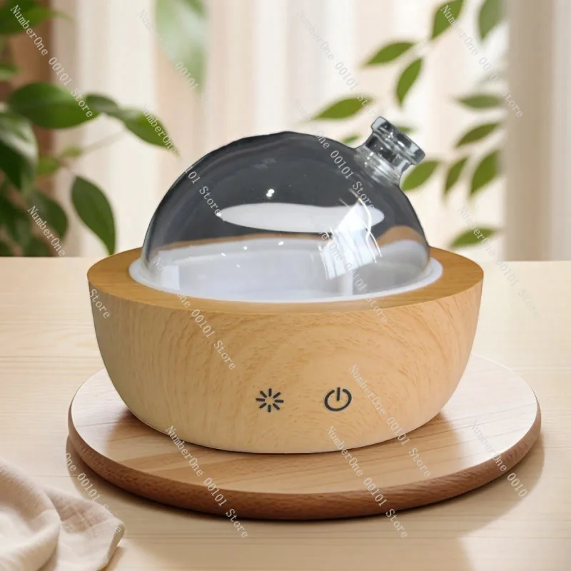 Home Office Aromatherapy Wood Grain Humidifier USB Powered Large Capacity Air Mist Diffuser Retro Style Night Light 7 Color LED