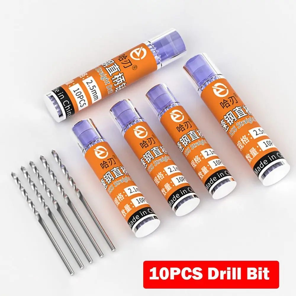 10pcs 0.5-2.5mm HSS Twist Drill Bit Set For Rotary Tool Straight Shank Mini Drill Bit Set Hand Tools Multifunctional Hole Cutter