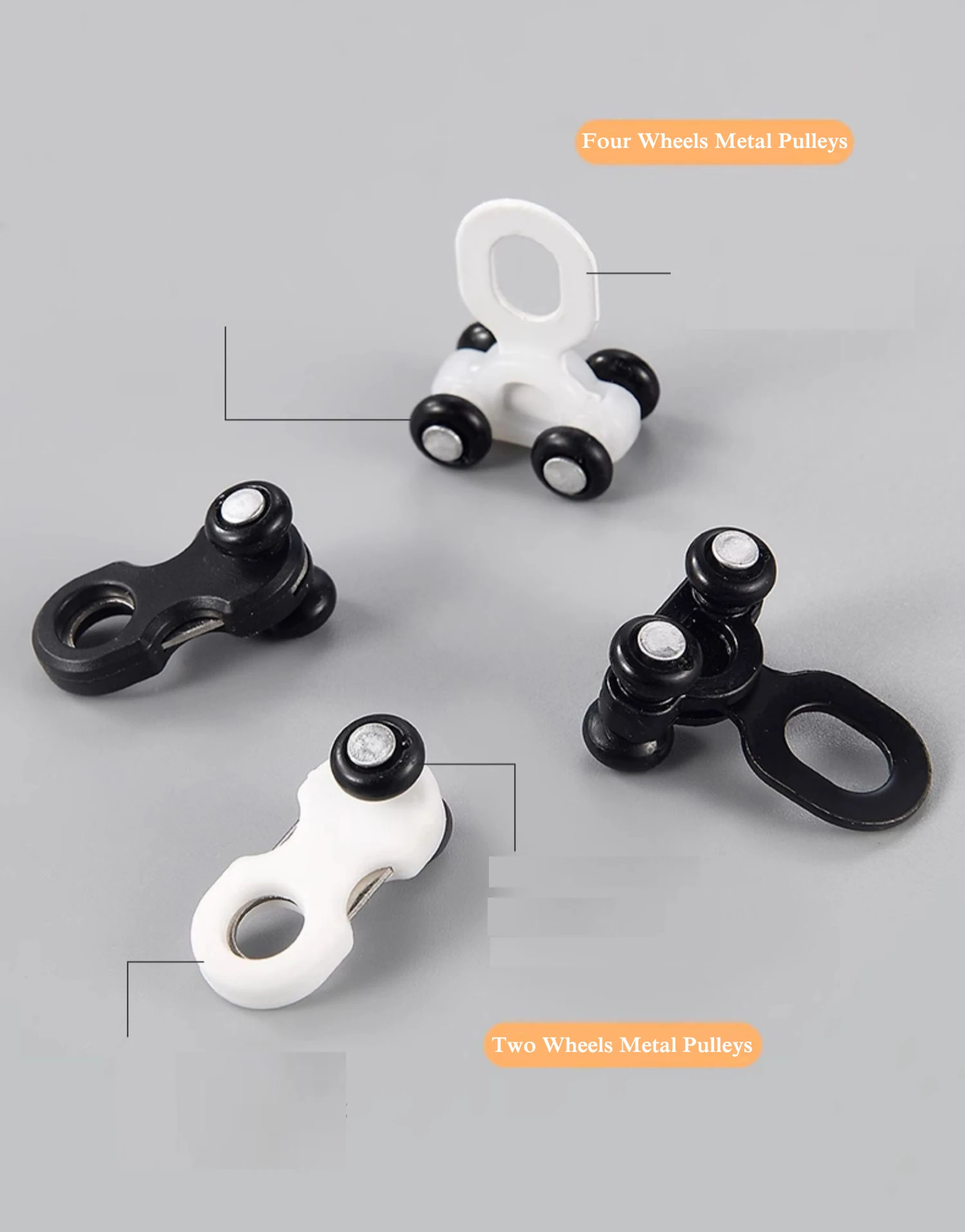 30Pcs/Bag Two Wheels/Four Wheels Curtain Track Metal Pulleys,Rails Slider Suitable For Ultra Thin  Aluminum Alloy Double Track
