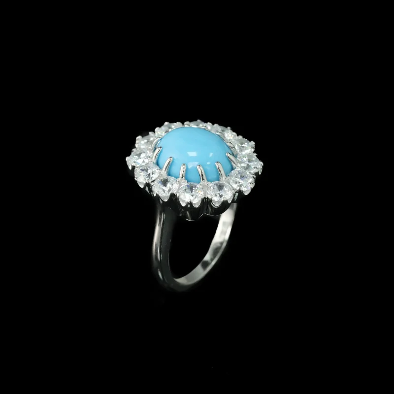 925 silver gold plated high carbon diamond blue pine high family flower encrusted Sleeping Beauty fashion elegant ring