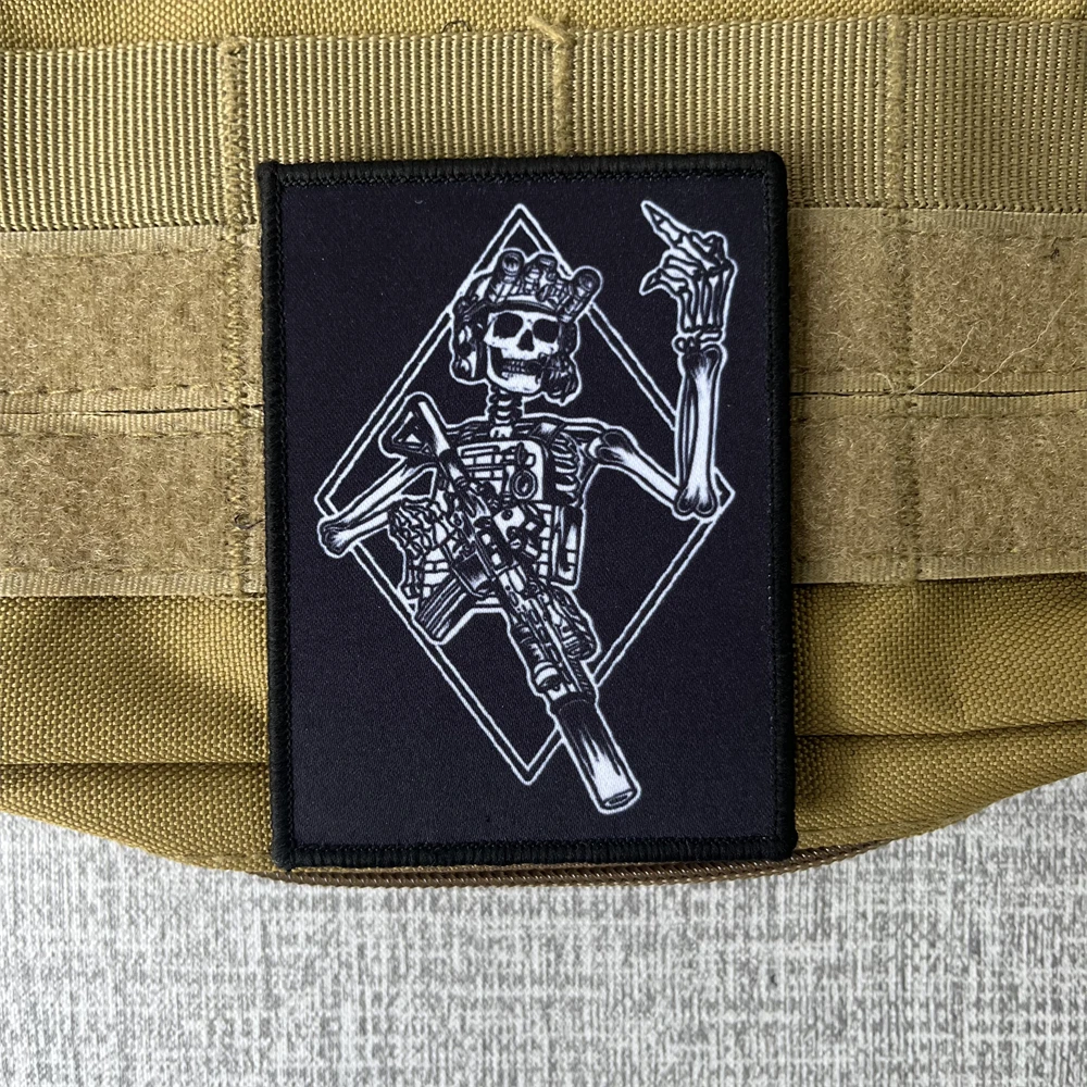 Skull Man Gun FOG Morale Badge Patches Tactical Backpack Armband Printed Sticker