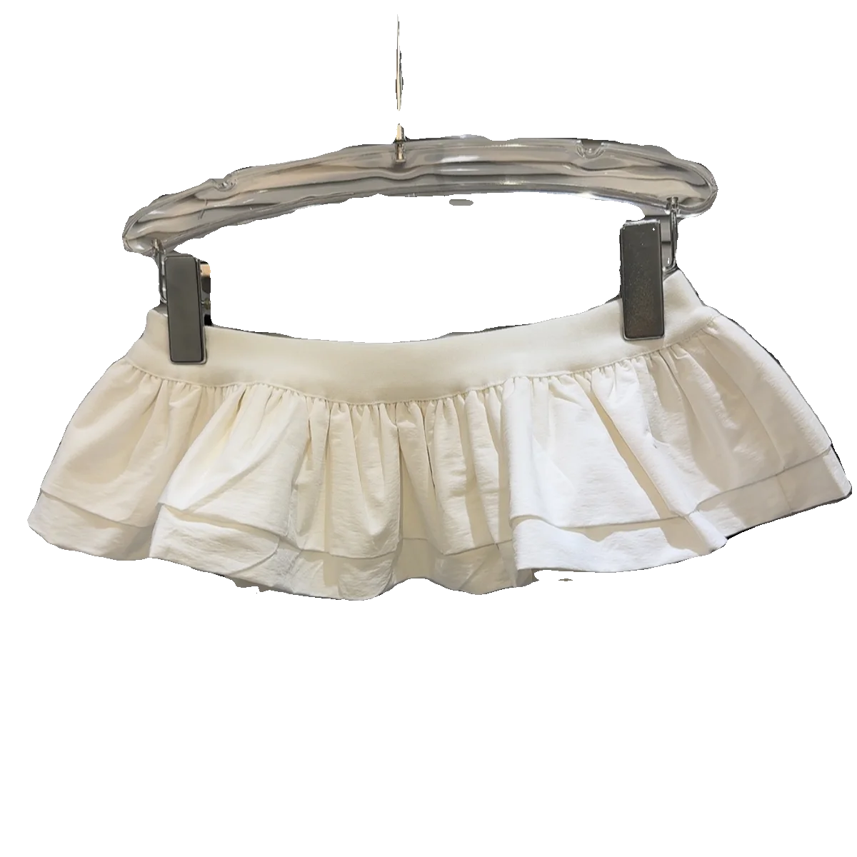 Lente 2026 Trendy ultra-ort rok met tailleafdichting, elastische taille, geplooid kantontwerp, kleur zoom, damesfaion