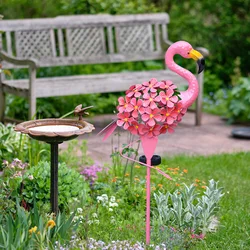 Garden Solar Lights Outdoor Solar Powered Flamingo Stake Lights Metal Flamingo Decorative Lights Weatherproof Pink Flamingo