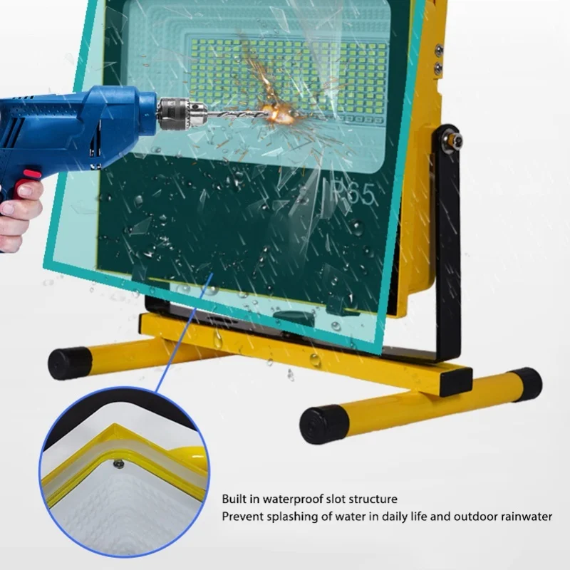 كشاف ضوء خارجي قابل لإعادة الشحن LED IP65 مصباح محمول مقاوم للماء 100 وات 9000LM 6500 ك