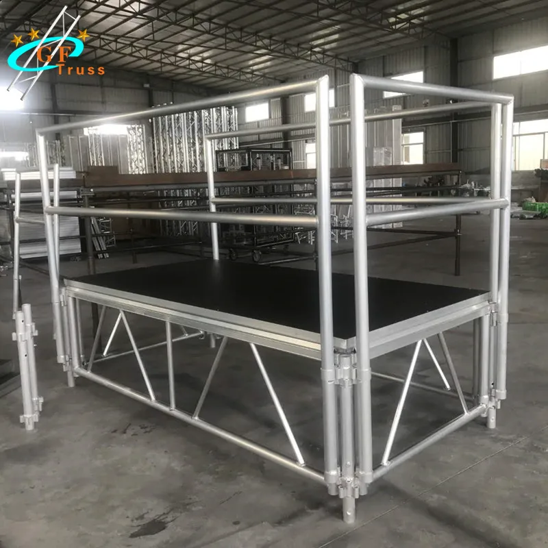 Panggung Lipat Aluminium Mobile 4*8 kaki, Mudah Dipasang, untuk Acara