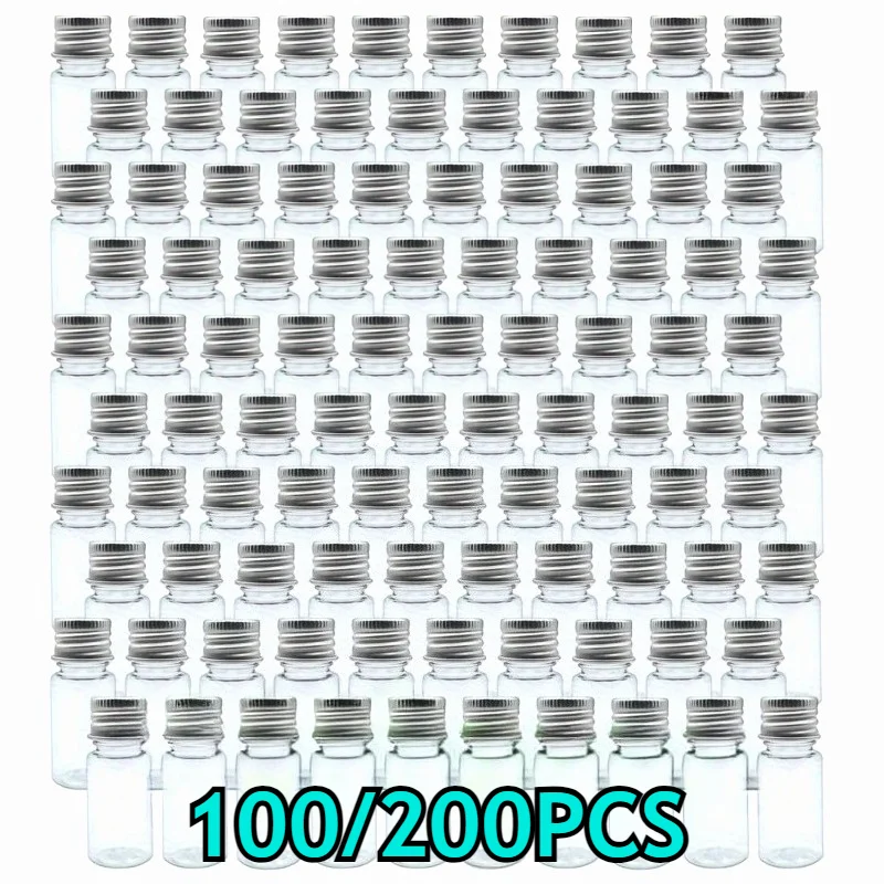 100/200 Pack Clear Plastic Vials with Leak-Proof Screw Caps Reusable PET Storage Containers for Oil Ink Pigment & Art Crafts