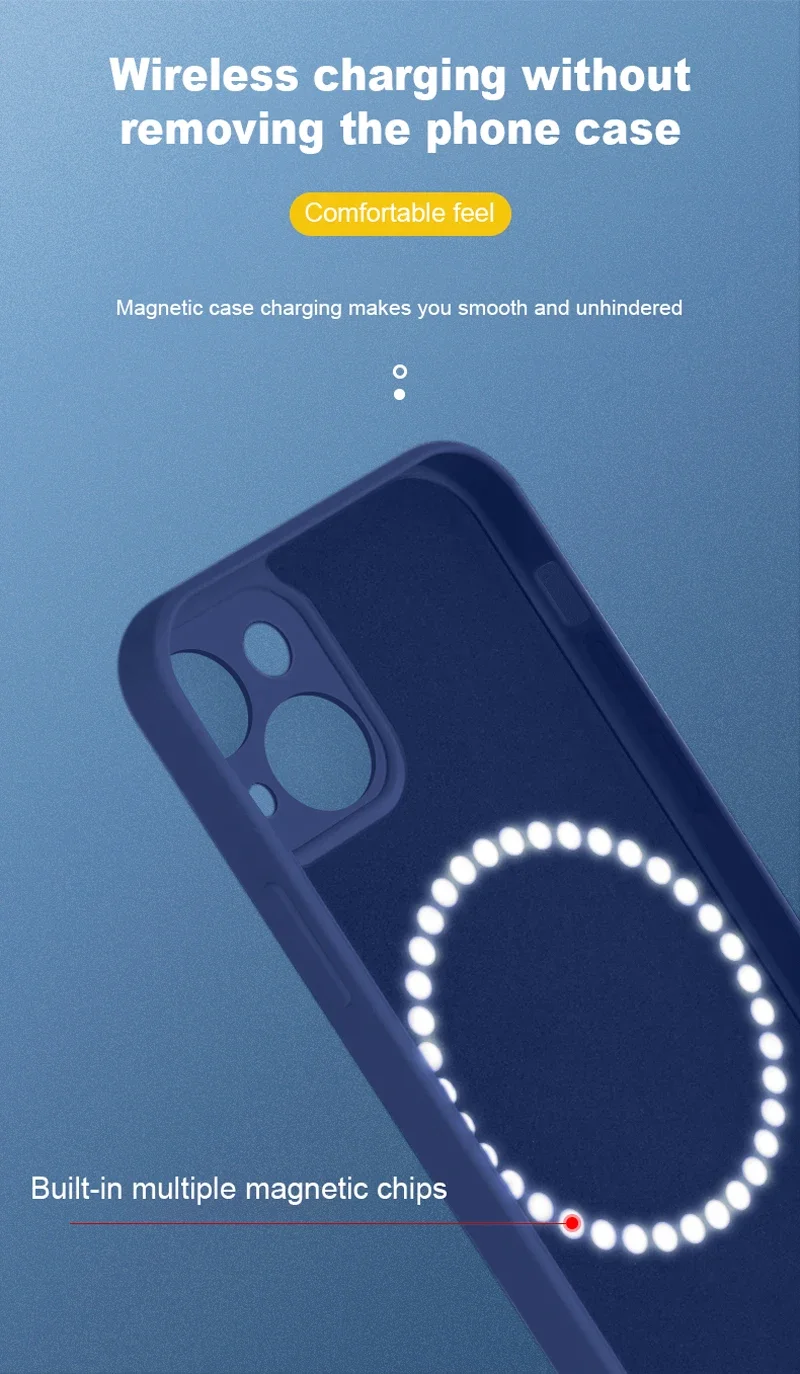 Magnetische MagSafe-Ladehülle für iPhone 17 16 14 13 12 11 15 Pro Max Mini XR XS – Weiche Flüssigsilikon-Rückabdeckung – Detail 2