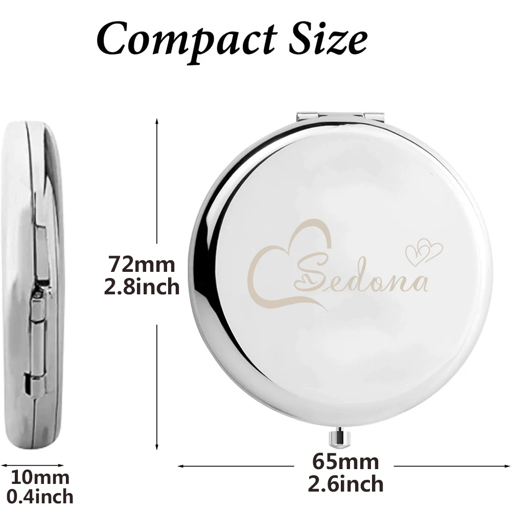 1pc Cartoon love Personalized Text Makeup Mirror Round Circle Mirror Folding Mirror Pocket Mirror Wedding Party Gifts Birthday