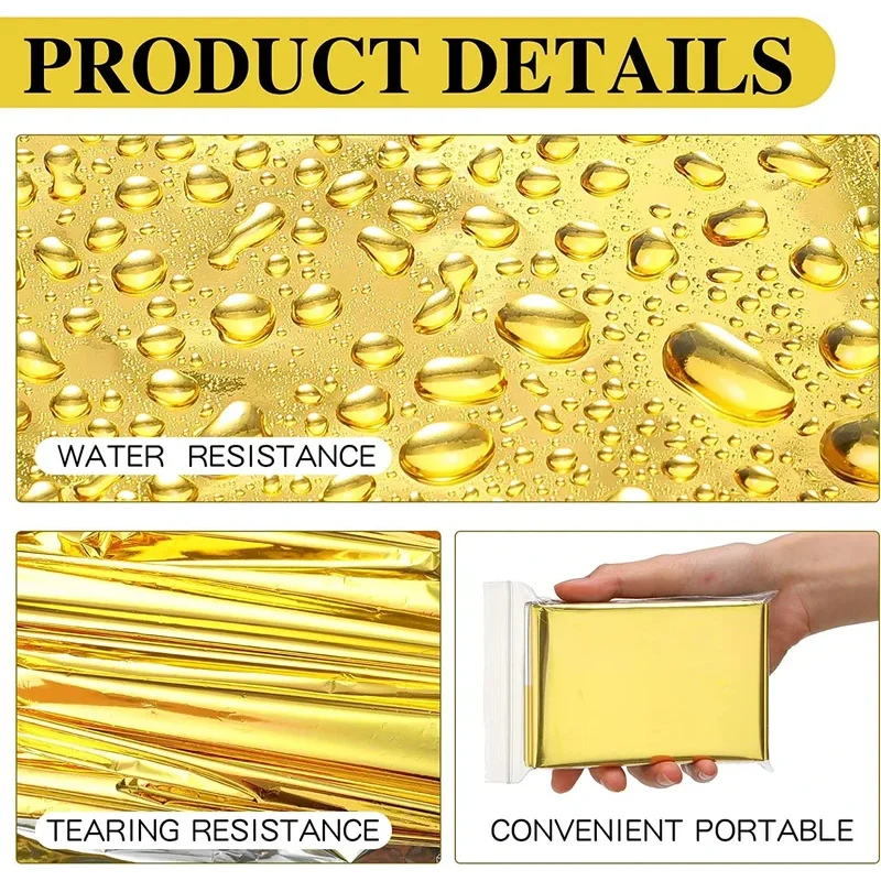 160*210 سنتيمتر بطانية طوارئ مقاوم للماء الدفء بطانية التخييم أدوات إنقاذ الحياة إنقاذ الإسعافات الأولية أدوات العزل الذهب