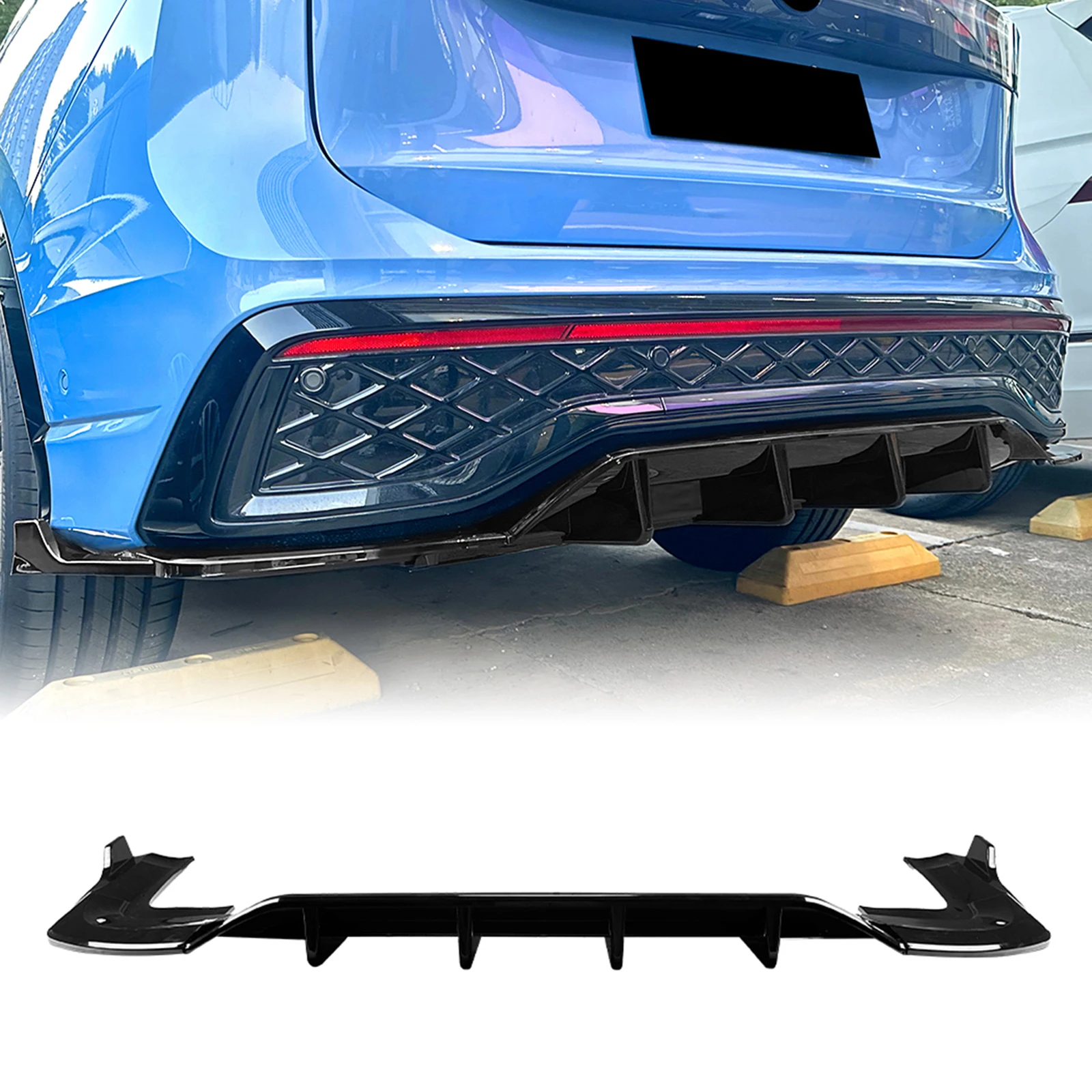 

Rear Bumper Diffuser Lip For Volkswagen VW Tiguan MK3 Rline 2024-2025 Carbon Fiber Look/Gloss Black Boot Tail Spoiler Splitter