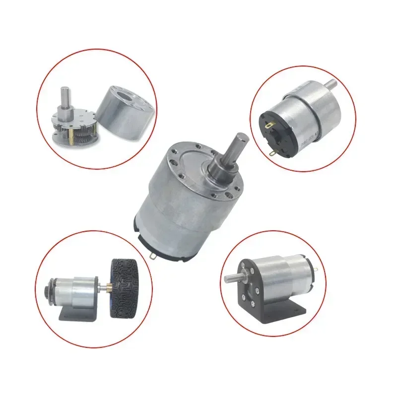 JGB37-520 High Torque Electric Gearbox Motor 12V 24V Multiple RPM Options 5-600 RPS Right Hand Rotation for DIY Robot Car Toy